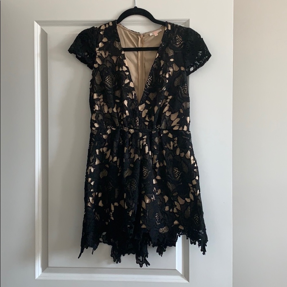 Black/Nude Lace Romper